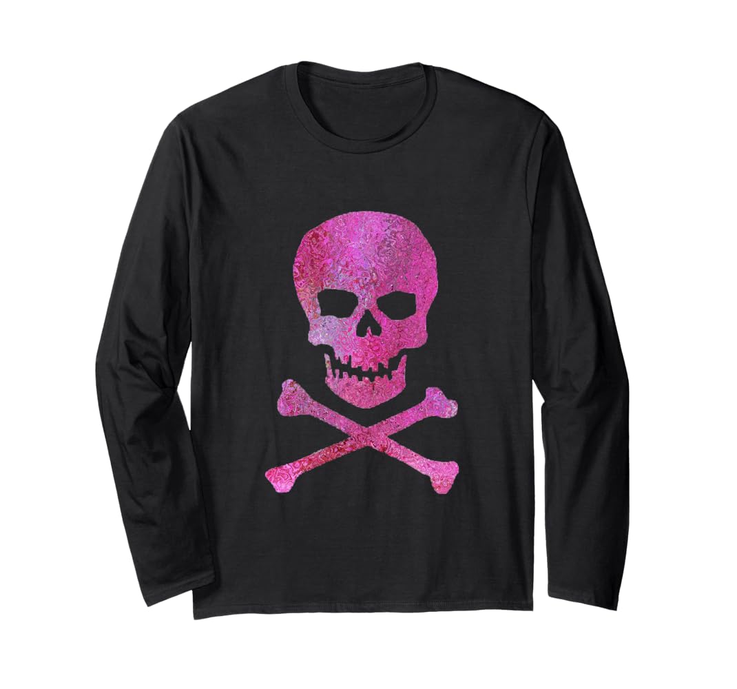 Amazon.com: Pink Skull and Crossbones Long Sleeve T-Shirt